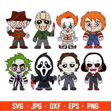 Layered Horror Movies Bundle Svg Halloween Svg Babies Horror Characters Svg Cricut