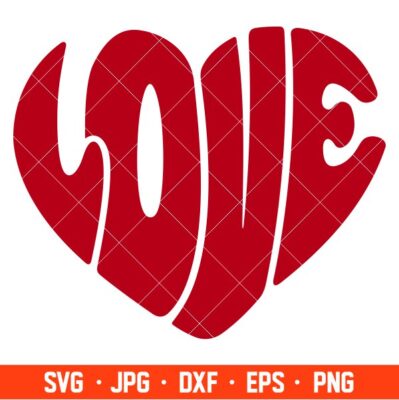 Retro Love Heart Svg Love Svg Valentines Day Svg Valentine Svg