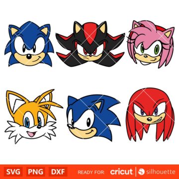 Sonic The Hedgehog Bundle Svg, Sonic Face Svg, Sonic Head Svg, Layered ...