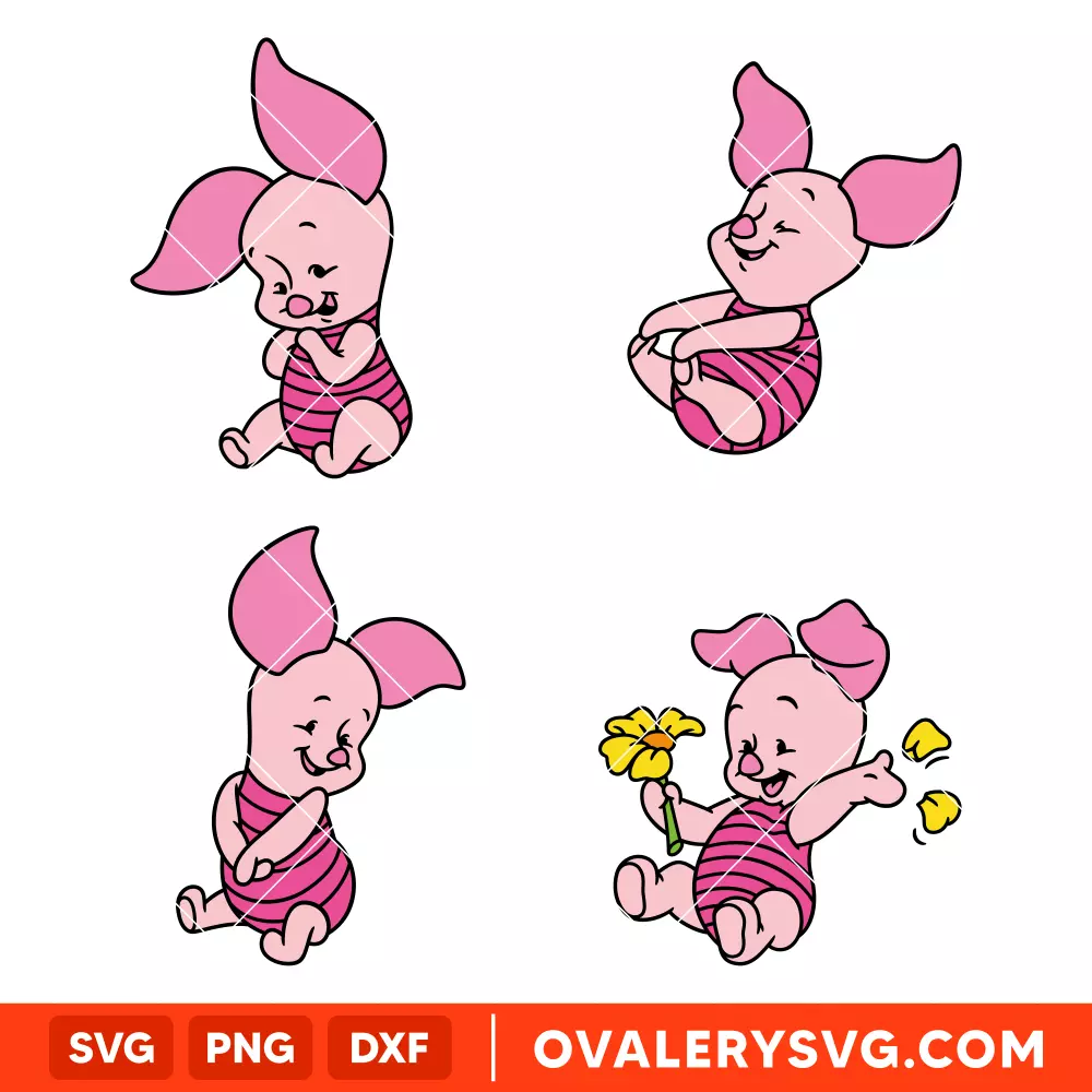 Baby Piglet Bundle SVG, Disney SVG | Instant Download SVG PNG Cut File for Cricut & Silhouette