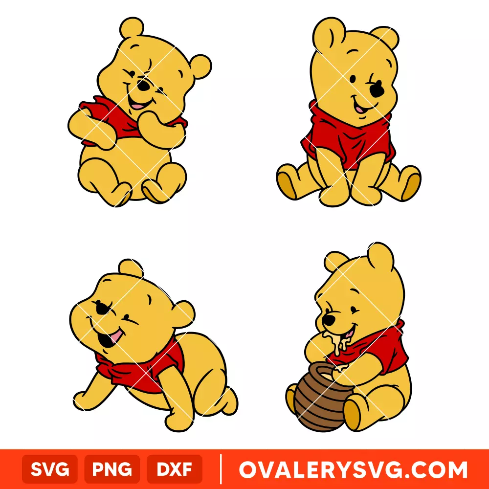 Baby Pooh Bundle SVG, Disney SVG | Instant Download SVG PNG Cut File for Cricut & Silhouette