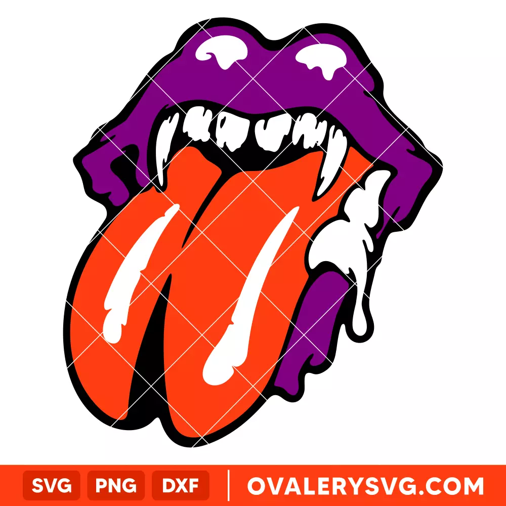 Halloween Rolling Stones Lips SVG, Vampire Teeth SVG, Halloween SVG, Cricut, Silhouette SVG PNG Cut File