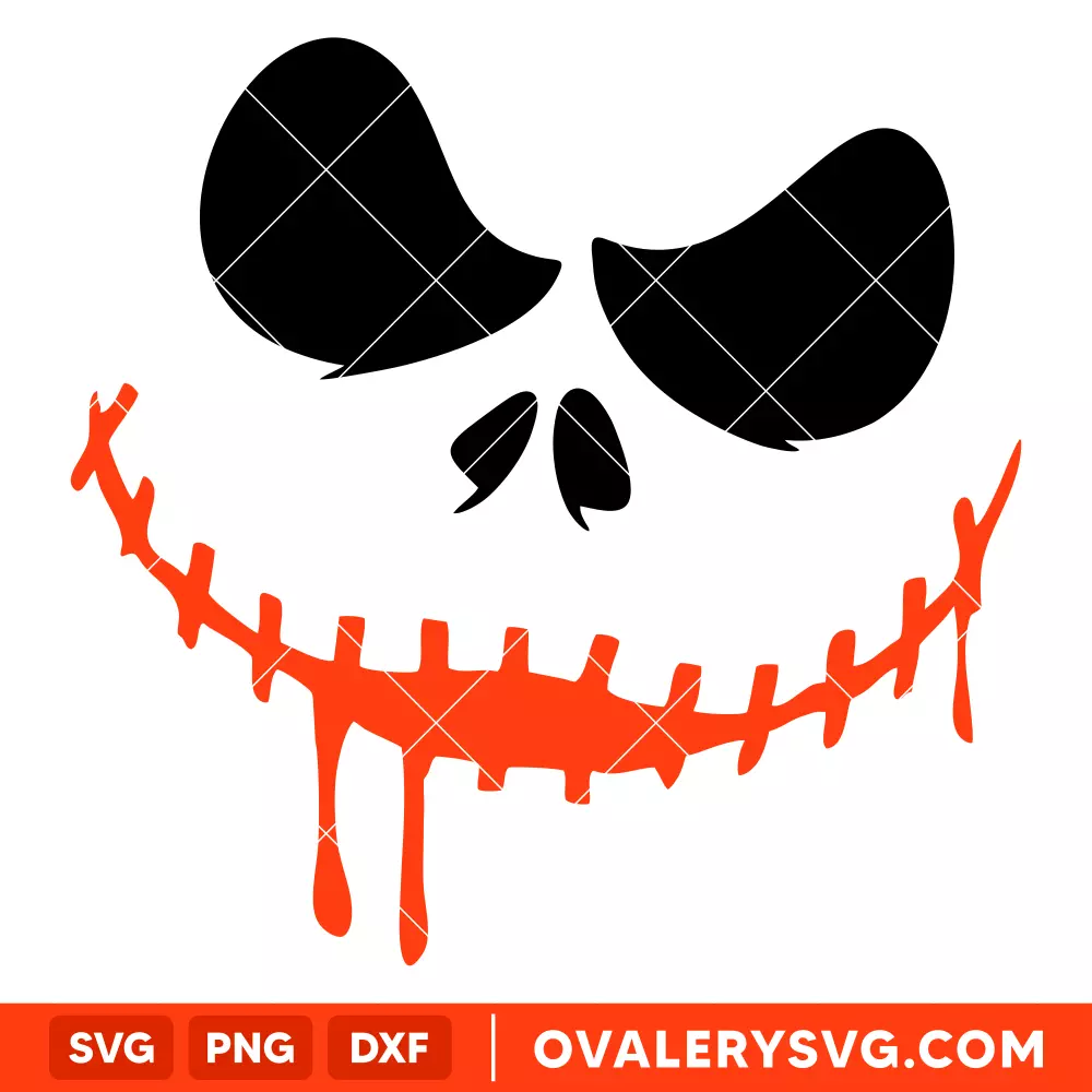 Jack Face SVG, Smiling Jack SVG, Nightmare SVG, Halloween SVG, Cricut, Silhouette SVG PNG Cut File