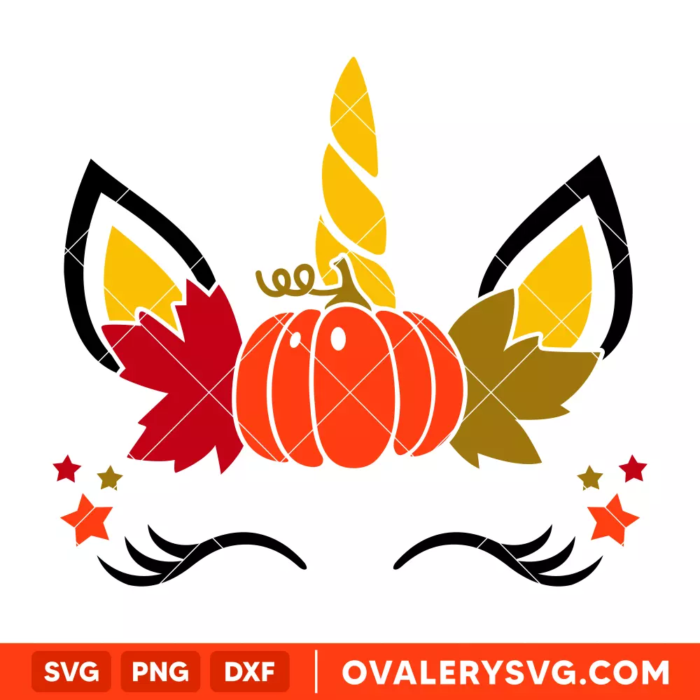 Pumpkin Unicorn Svg, Halloween Unicorn Svg, Magical Unicorn Svg, Unicorn Face Svg, Cricut, Silhouette Cut File