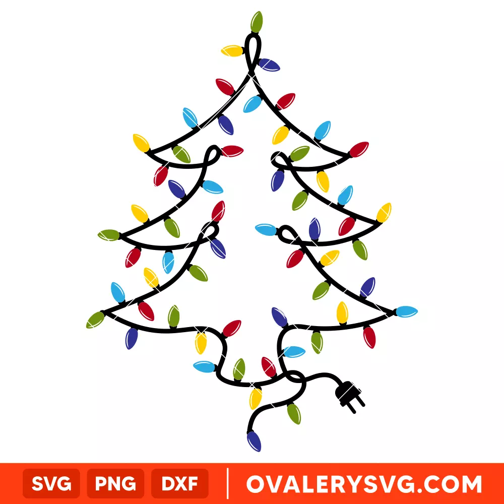 Garland Christmas Tree Svg, Christmas Lights Svg, Christmas Svg, Cricut, Silhouette Cut File