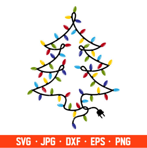 Garland Christmas Tree Svg, Christmas Lights Svg, Christmas Svg, Cricut ...