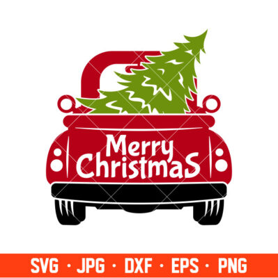 Merry Christmas Red Truck Back Svg, Merry Christmas Svg, Red vintage ...