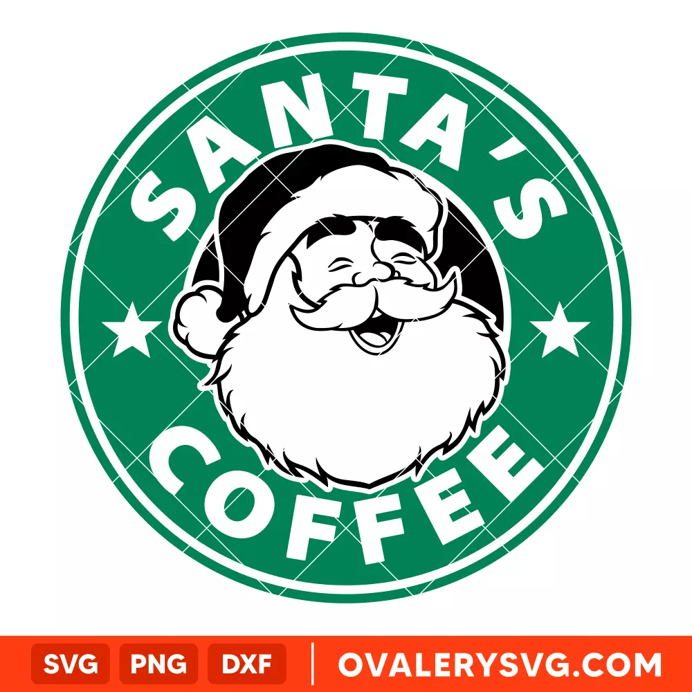 Santa's Coffee Starbucks Svg, Santa Claus Svg, Merry Christmas Svg, Cricut, Silhouette Vector Cut File