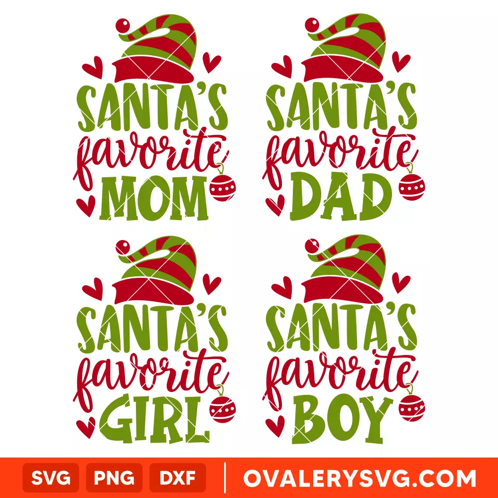 Santa's Favorite Family Svg, Mom Dad Boy Girl Svg, Santa Claus Svg, Christmas Svg, Cricut, Silhouette Cut File