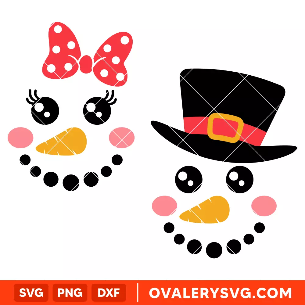 Snowman Face Svg, Christmas Snowman Svg, Girl Snowman Face Svg, Christmas Svg, Cricut, Silhouette Cut File