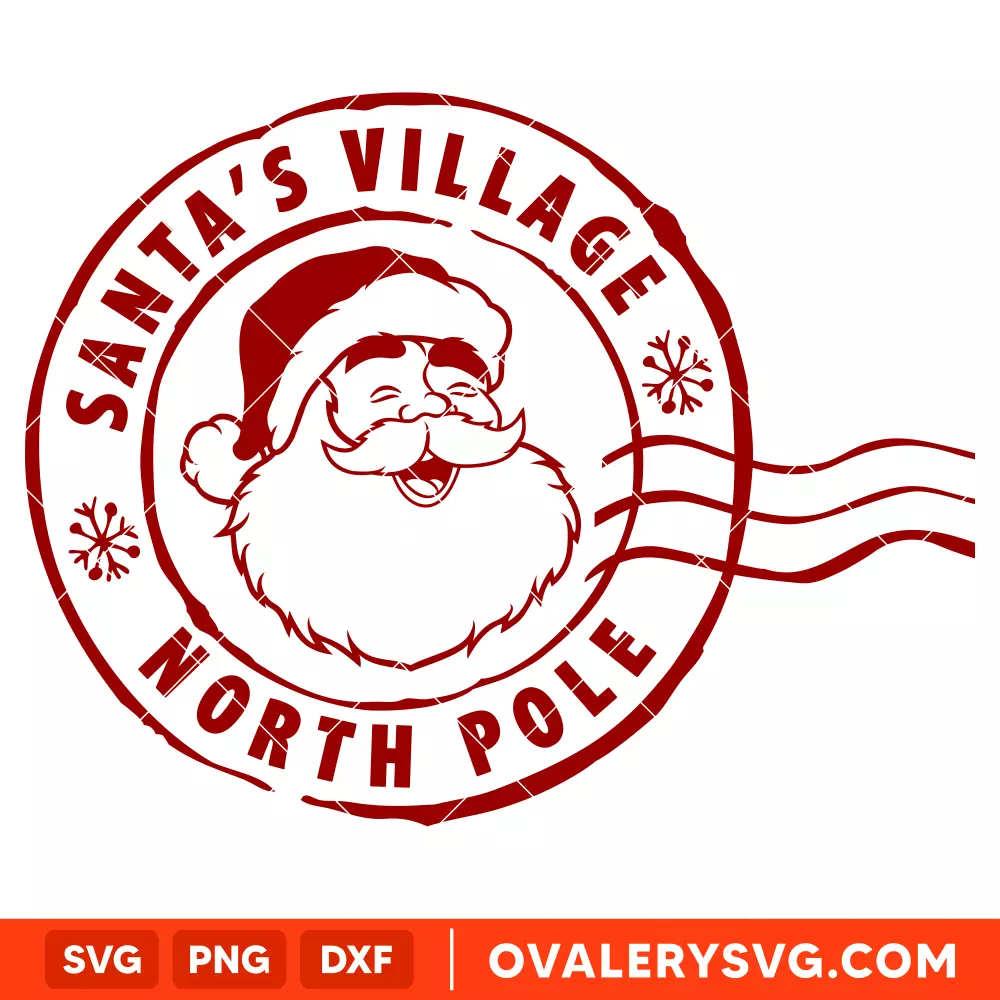 Santa's Village North Pole Rubber Stamp Svg, Christmas Svg, Santa Claus Svg, Cricut, Silhouette Vector Cut File