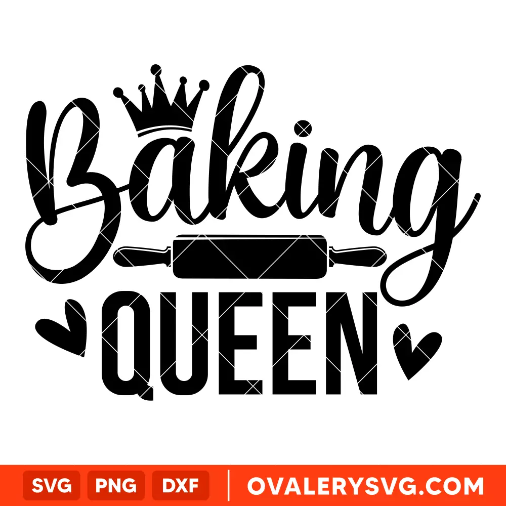 Baking Queen SVG, Cooking SVG, Kitchen Quote SVG, Cricut, Silhouette SVG PNG Cut File