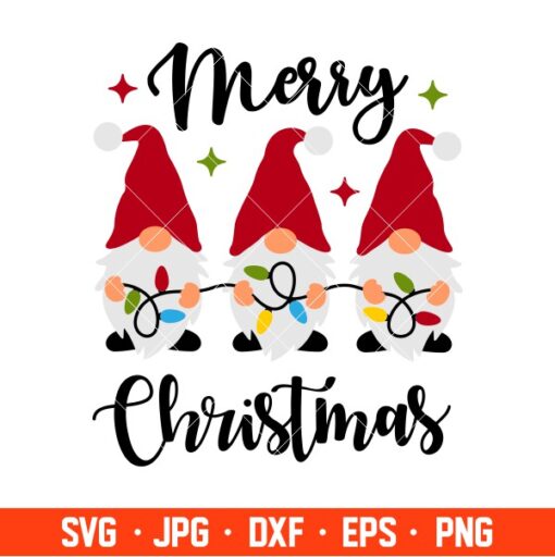 Merry Christmas Gnomes Svg, Christmas Lights Svg, Merry Christmas Svg 