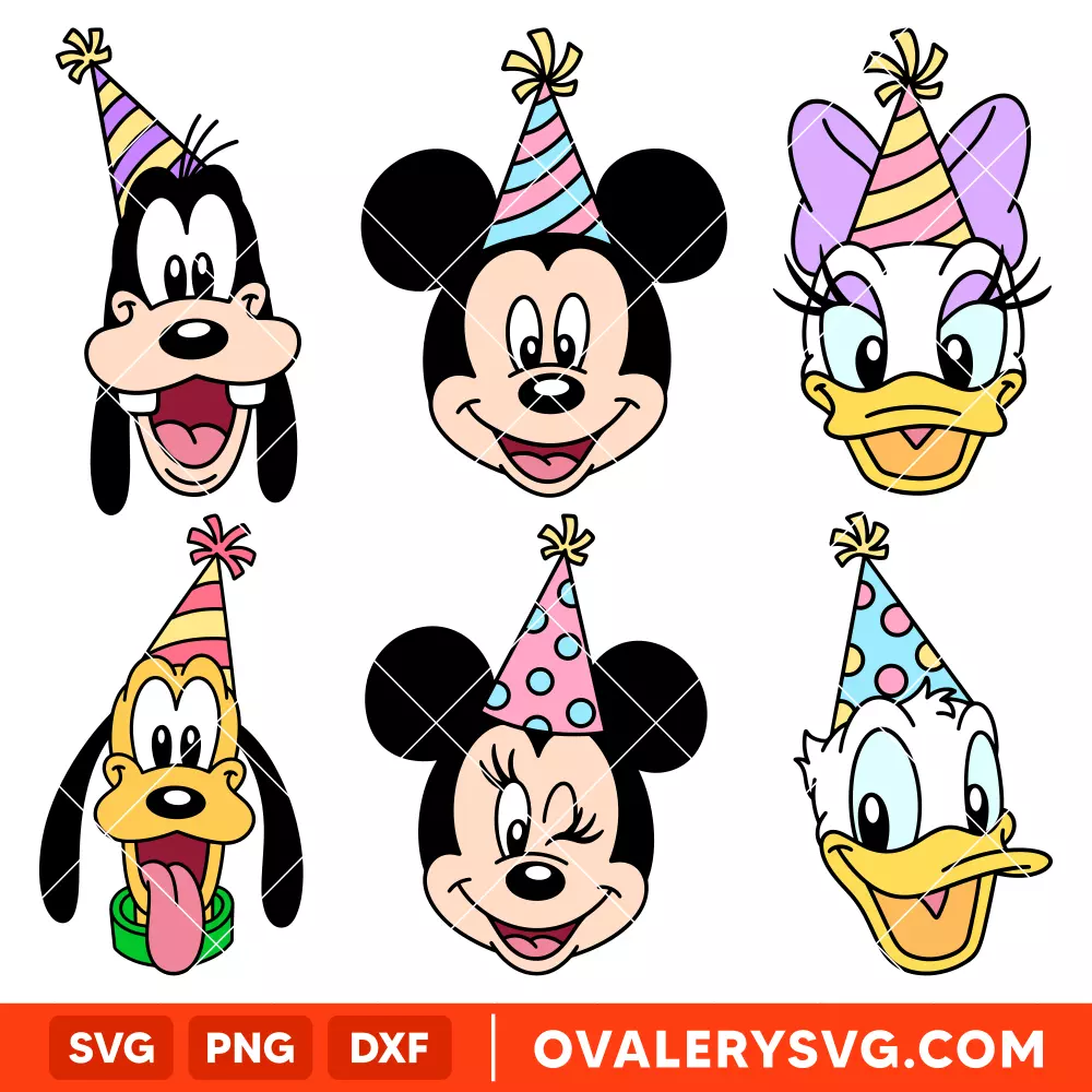 Mickey and Friends Birthday Bundle SVG, Birthday SVG, Disney SVG | Instant Download SVG PNG Cut File for Cricut & Silhouette