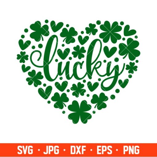 Lucky Clovers Heart Svg, Lucky Svg, Irish Svg, Clover Svg, Cricut ...