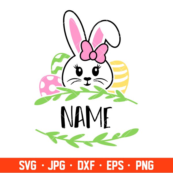 Bunny Girl Name Frame Svg, Happy Easter Svg, Easter egg Svg, Spring Svg ...