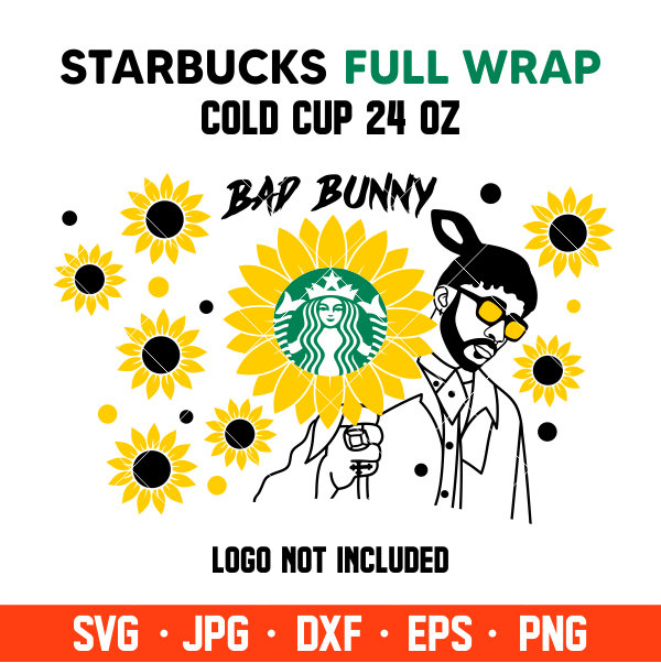 Bad Bunny And Sunflower Full Wrap Svg Venti Cup Decal Svg Coffee Ring Svg Cold Cup Svg Cricut Silhouette Vector Cut File Ovalery