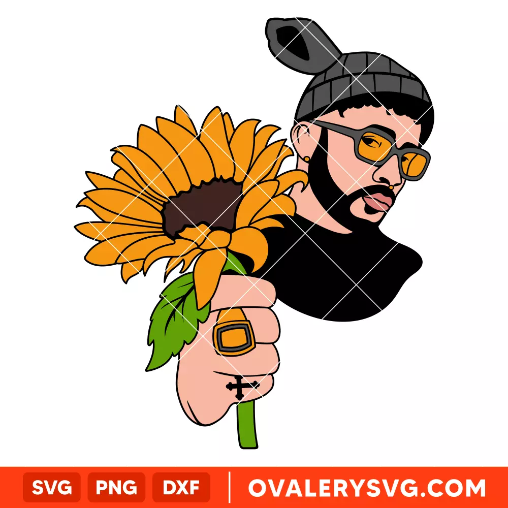 Bad Bunny Sunflower SVG, Yo Perreo Sola SVG, Bad bunny logo SVG, El Conejo Malo SVG, Cricut, Silhouette SVG PNG Cut File