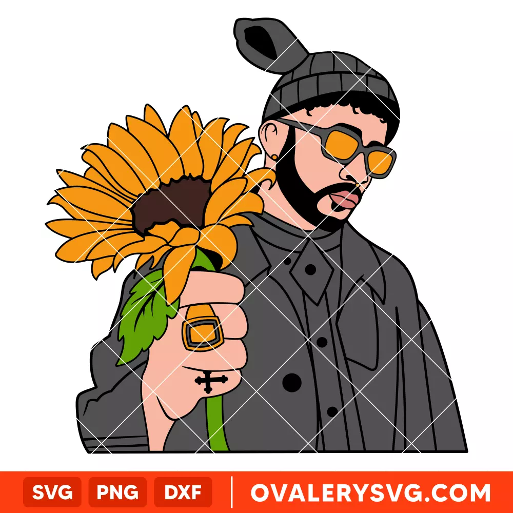 Bad Bunny Sunflower SVG, Yo Perreo Sola SVG, Bad bunny logo SVG, El Conejo Malo SVG, Cricut, Silhouette SVG PNG Cut File