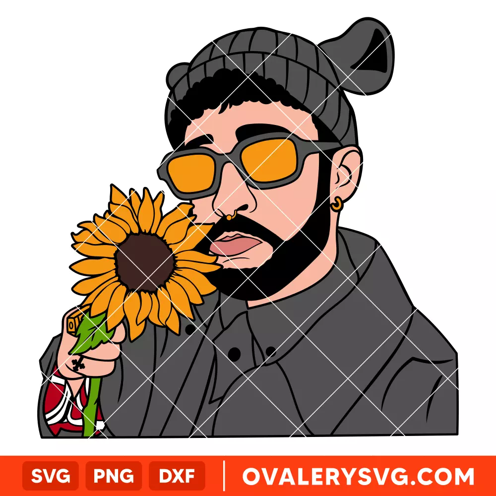 Bad Bunny Sunflower SVG, Yo Perreo Sola SVG, Bad bunny logo SVG, El Conejo Malo SVG, Cricut, Silhouette SVG PNG Cut File