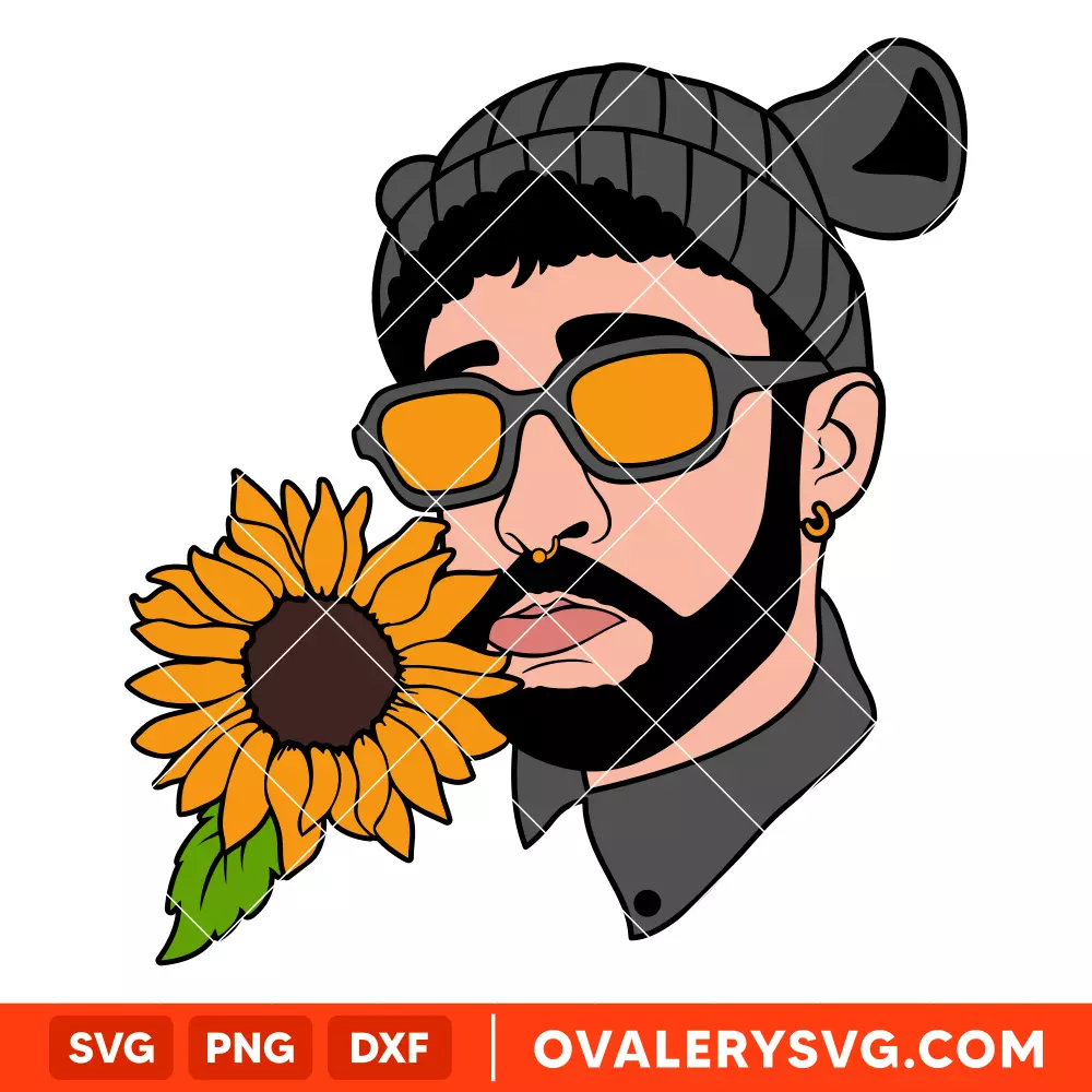 Bad Bunny Sunflower SVG, Yo Perreo Sola SVG, Bad bunny logo SVG, El Conejo Malo SVG, Cricut, Silhouette SVG PNG Cut File