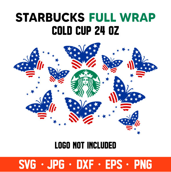 Download American Butterfly Full Wrap Svg Venti Cup Decal Svg Coffee Ring Svg Cold Cup Svg Cricut Silhouette Vector Cut File Ovalery