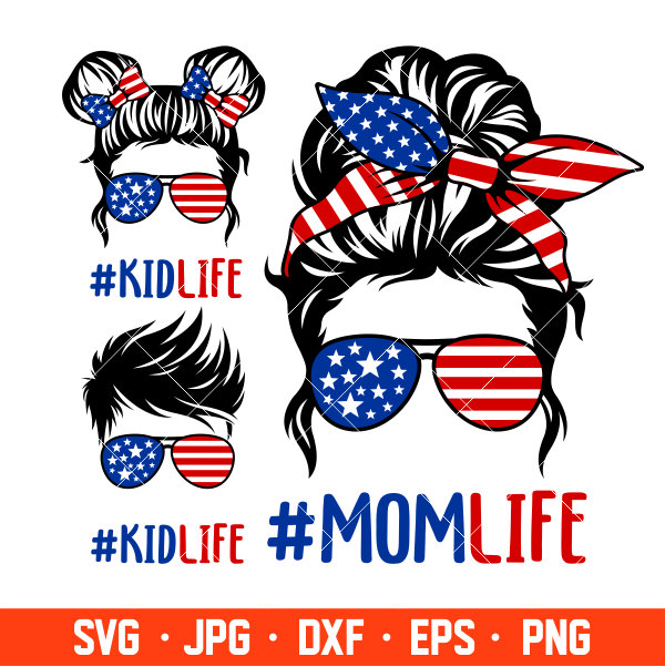 Download American Mom Life Kid Life Svg Messy Bun Hair Svg Usa Flag Mom Svg Boy Girl Svg 4th Of July Svg Cricut Silhouette Vector Cut File Ovalery