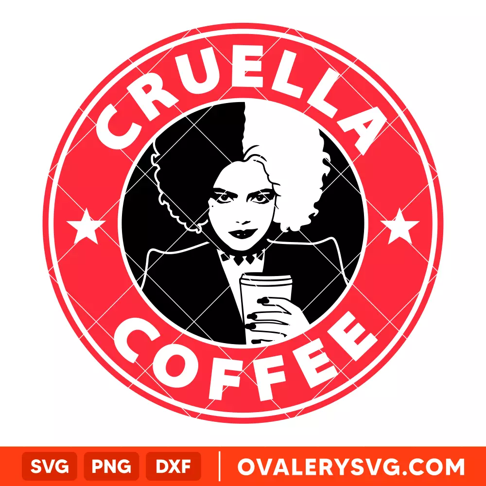 Cruella Coffee SVG, Starbucks SVG, Cold Cup SVG, Cricut, Silhouette SVG PNG Cut File