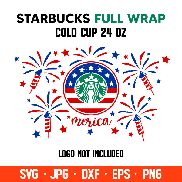 Fireworks American Flag Full Wrap Svg Venti Cup Decal Svg Coffee Ring Svg Cold Cup Svg Cricut Silhouette Vector Cut File Ovalery