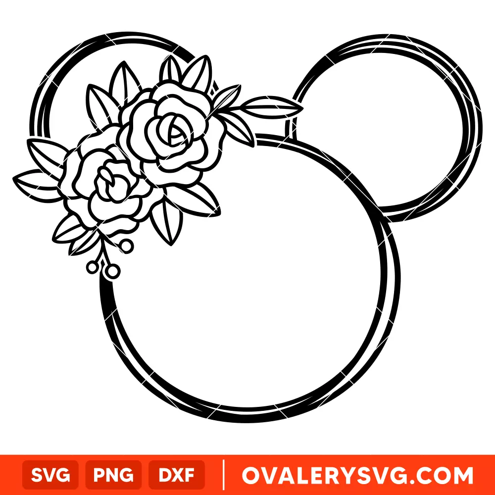 Floral Mickey Head SVG, Mickey Mouse SVG, Disney SVG, Cricut, Silhouette SVG PNG Cut File
