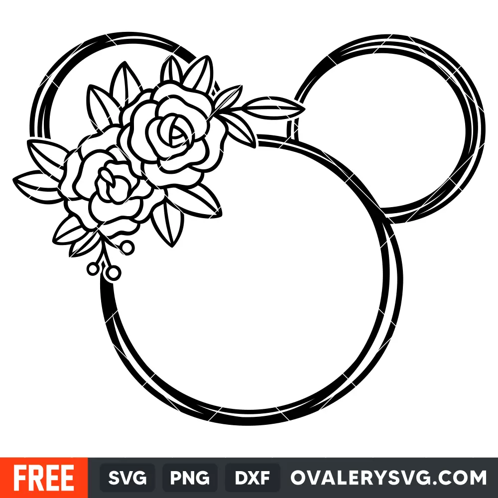 Floral Mickey Head Svg, Mickey Mouse Svg, Disney Svg, Cricut, Silhouette Vector Cut File