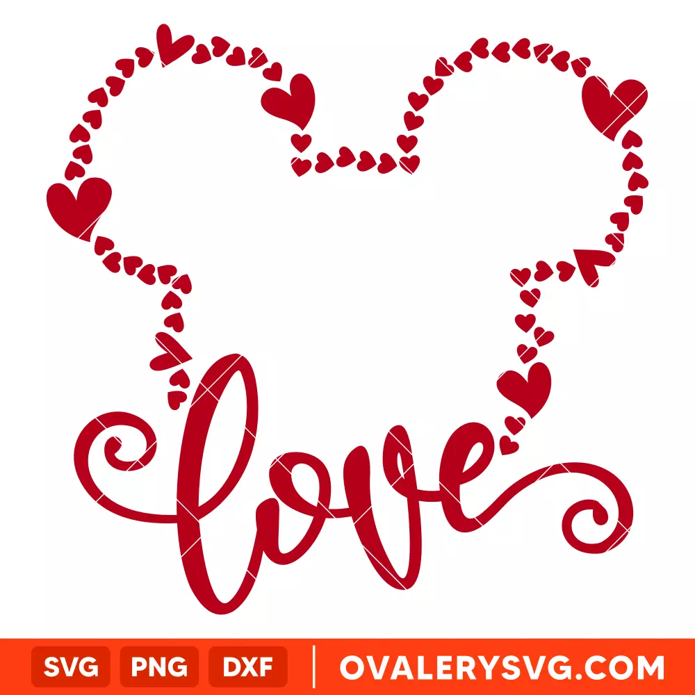 Love Hearts Mickey SVG, Valentine's Day SVG, Disney SVG, Cricut, Silhouette SVG PNG Cut File