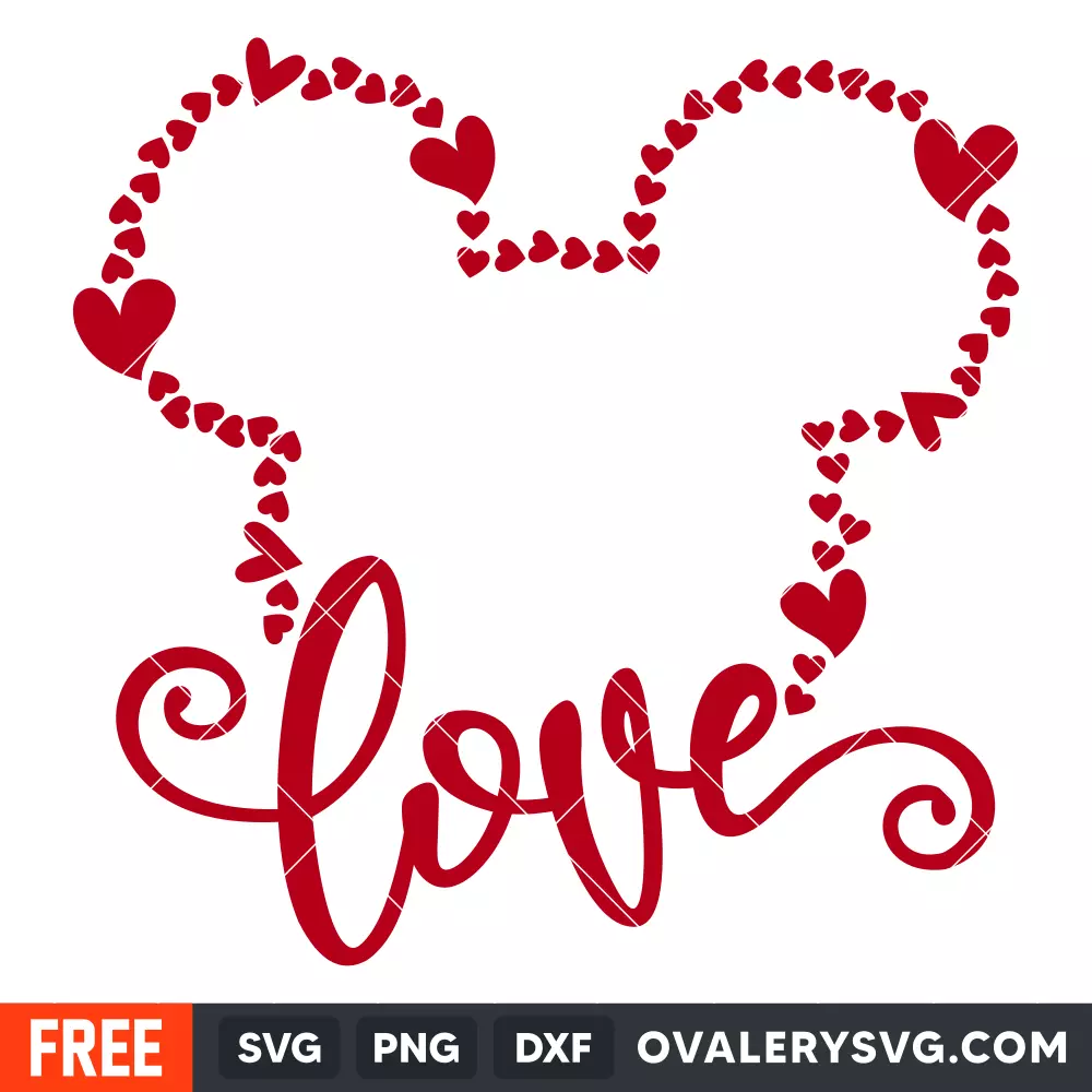 Love Hearts Mickey Svg, Valentine's Day Svg, Disney Svg, Cricut, Silhouette Vector Cut File