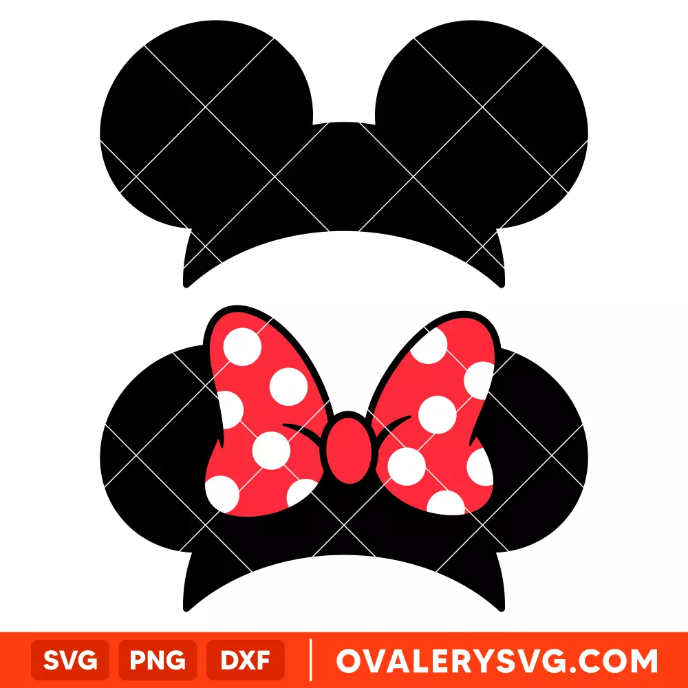 Mickey and Minnie Ears Bundle SVG, Disney SVG | Instant Download SVG PNG Cut File for Cricut & Silhouette