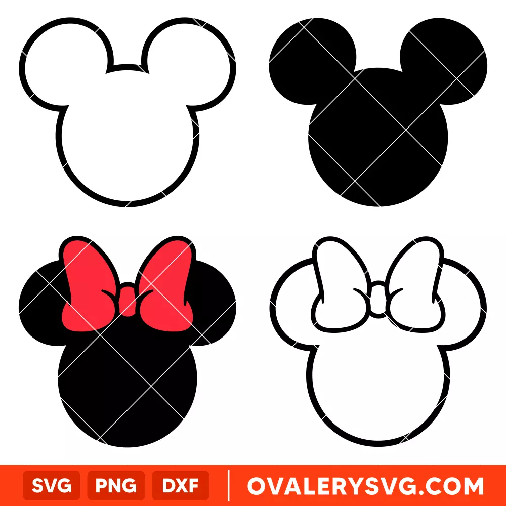 Mickey and Minnie Mouse Outline Bundle SVG, Disney SVG | Instant Download SVG PNG Cut File for Cricut & Silhouette