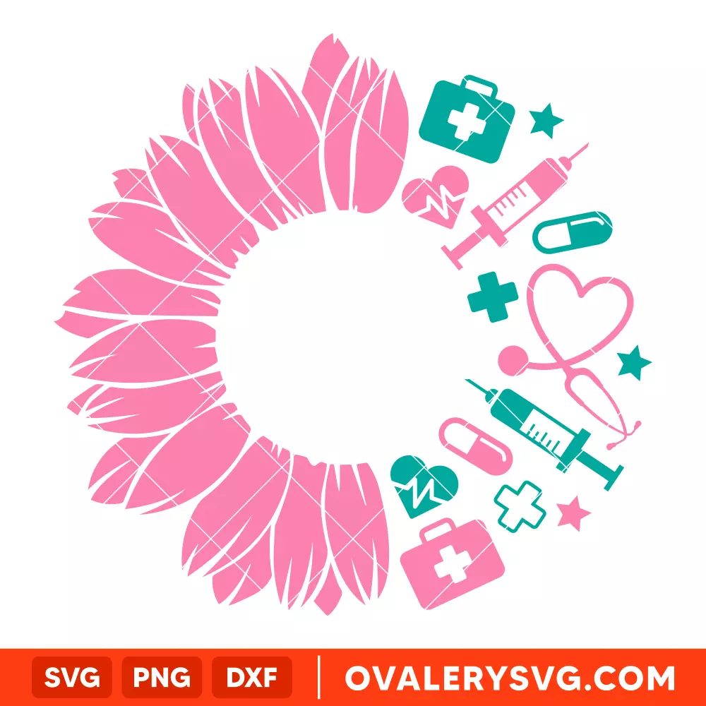 Nurse Sunflower SVG, Starbucks SVG, Cold Cup SVG, Cricut, Silhouette SVG PNG Cut File