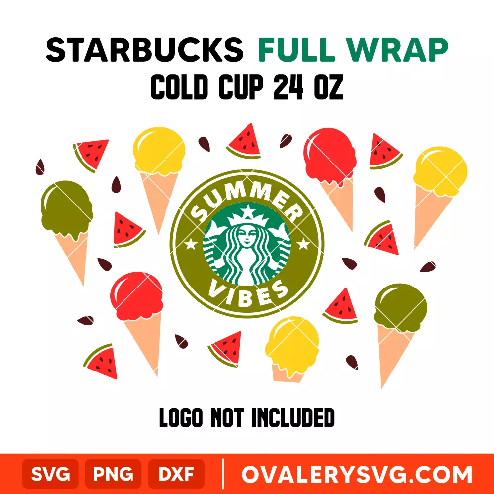 Summer Vibes Full Wrap SVG, Starbucks SVG, Cold Cup SVG, Cricut, Silhouette SVG PNG Cut File