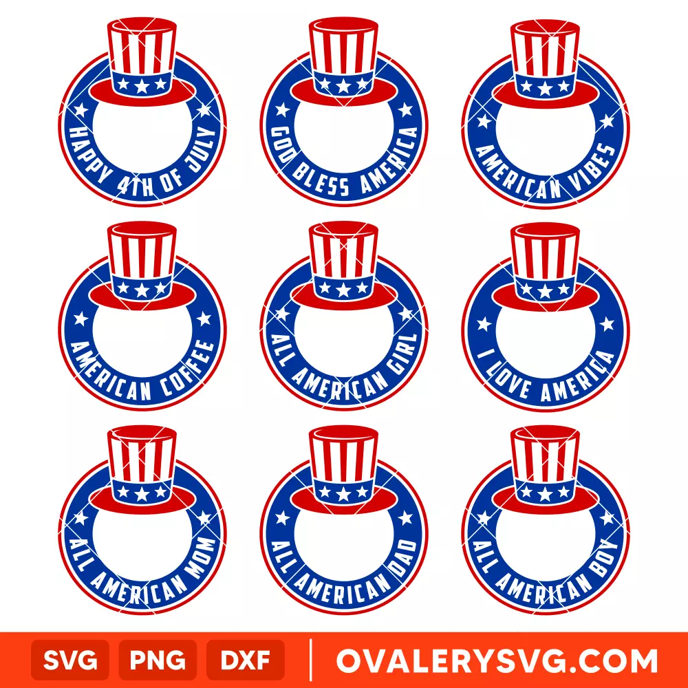 4th Of July Coffee Rings Bundle Svg, Starbucks Svg, Cold Cup Svg, Cricut, Silhouette Vector Cut File