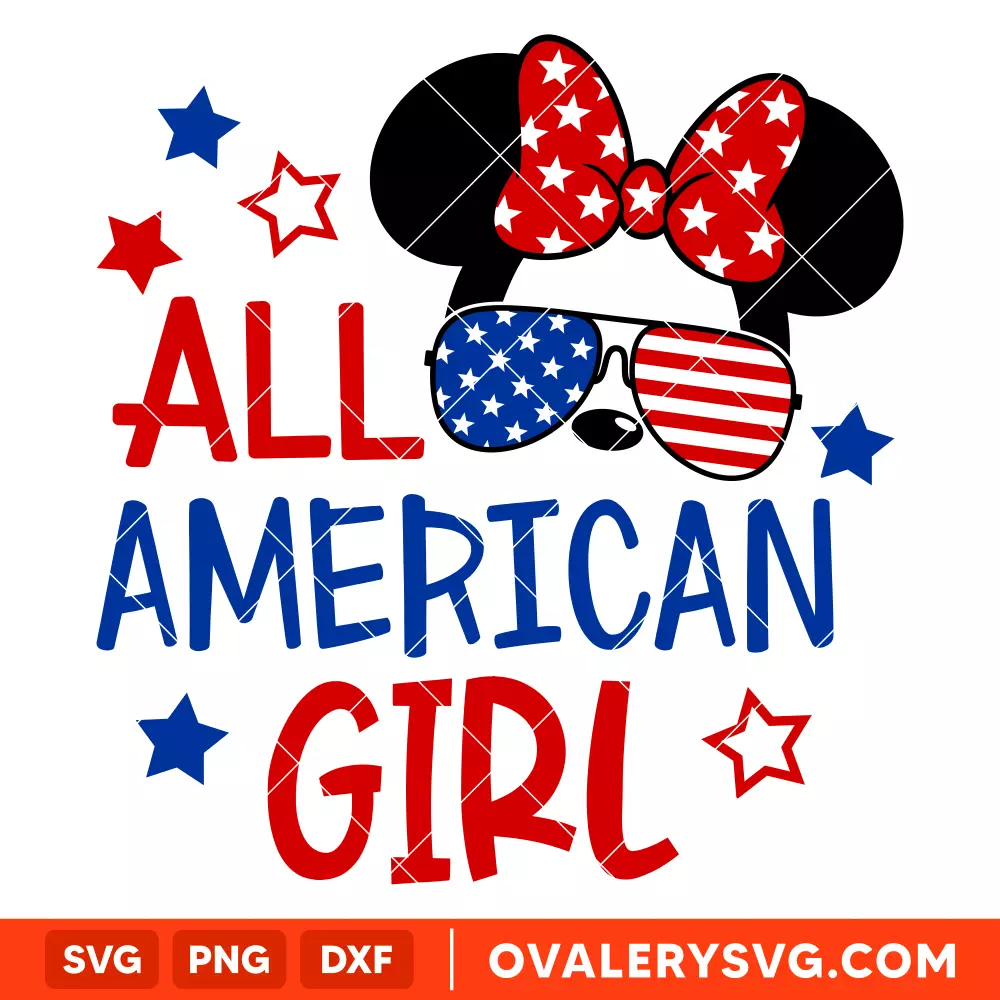 All American Girl Minnie Mouse Svg, 4th of July Svg, Disney Svg, Cricut, Silhouette Vector Cut File