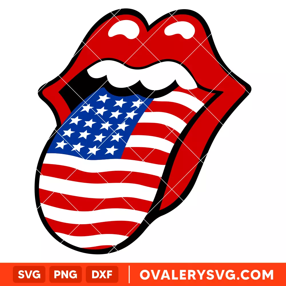 American Flag Tongue SVG, 4th of July SVG, USA SVG, Cricut, Silhouette SVG PNG Cut File