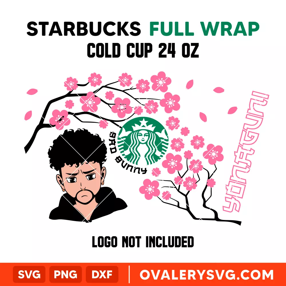 Bad Bunny Yonaguni Full Wrap SVG, Starbucks SVG, Cold Cup SVG, Cricut, Silhouette SVG PNG Cut File