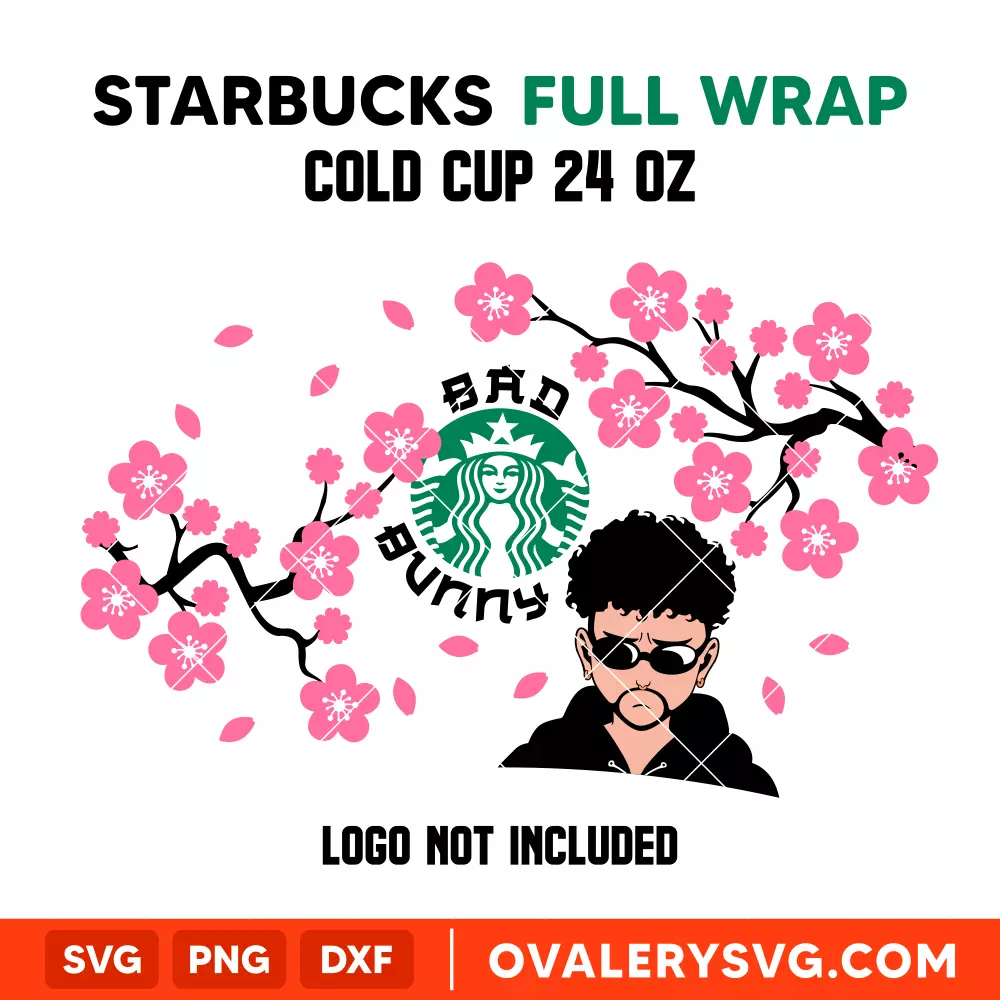 Bad Bunny Yonaguni Full Wrap SVG, Starbucks SVG, Cold Cup SVG, Cricut, Silhouette SVG PNG Cut File