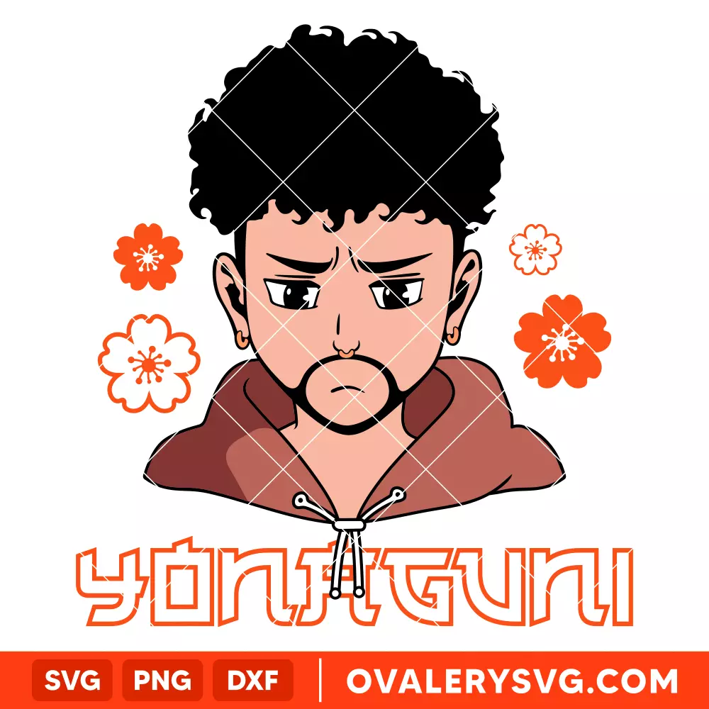Bad Bunny Yonaguni Layered SVG, Bad Bunny Yonaguni Song SVG, Bad bunny logo SVG, Amime SVG, Cricut, Silhouette SVG PNG Cut File