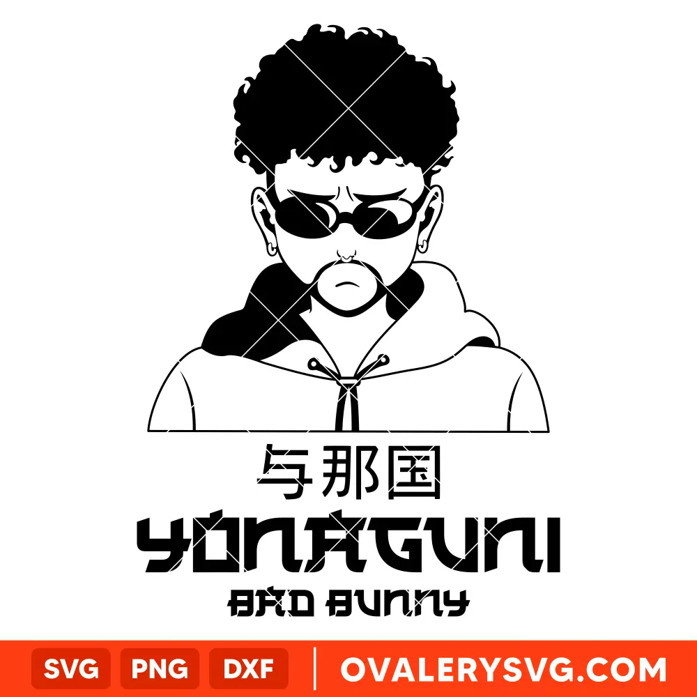 Bad Bunny Anime SVG, Bad Bunny Yonaguni Song SVG, Bad bunny logo SVG, Amime SVG, Cricut, Silhouette SVG PNG Cut File