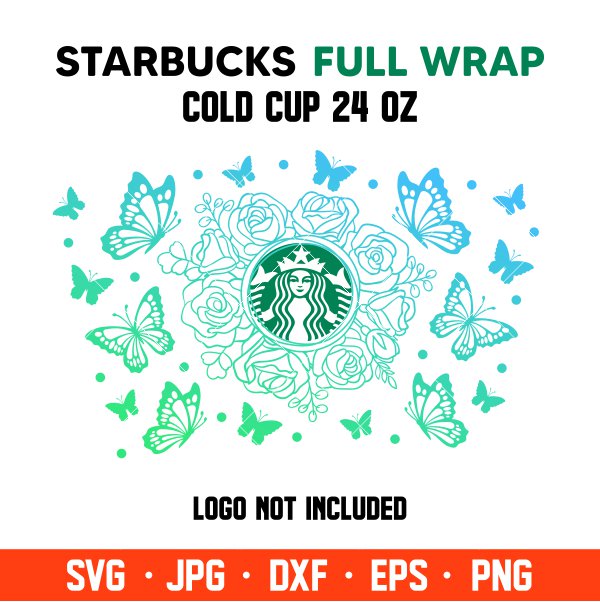 Download Butterflies Floral Full Wrap Svg Venti Cup Decal Svg Coffee Ring Svg Cold Cup Svg Cricut Silhouette Vector Cut File Ovalery