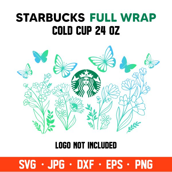Download Butterfly Floral Full Wrap Svg Venti Cup Decal Svg Coffee Ring Svg Cold Cup Svg Cricut Silhouette Vector Cut File Ovalery