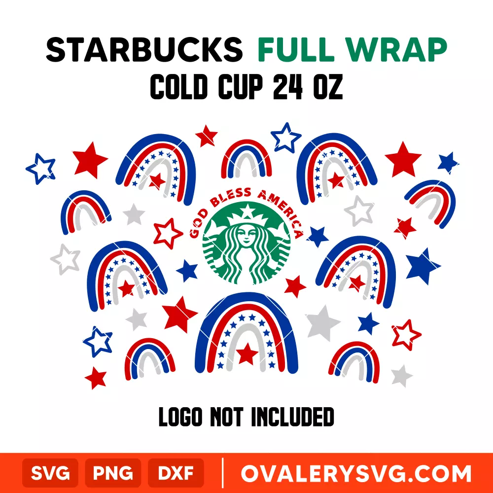 God Bless America Rainbows Full Wrap SVG, Starbucks SVG, Cold Cup SVG, Cricut, Silhouette SVG PNG Cut File