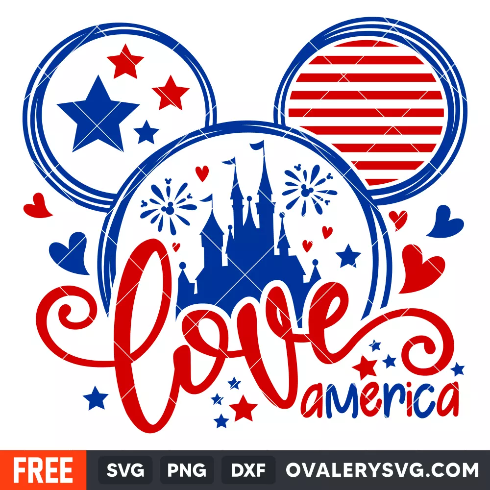 Love America Mickey Svg, Free Svg, Daily Freebies Svg, Cricut, Silhouette Vector Cut File