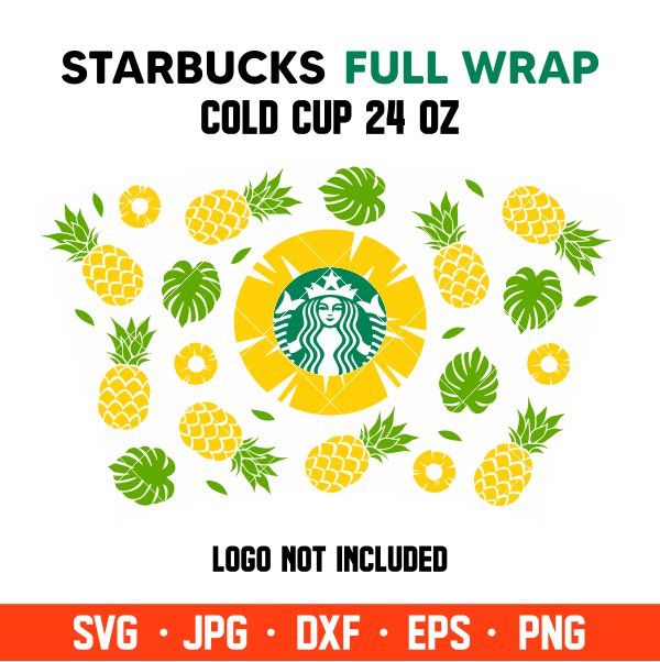 Download Pineapple Summer Full Wrap Svg Venti Cup Decal Svg Coffee Ring Svg Cold Cup Svg Cricut Silhouette Vector Cut File Ovalery