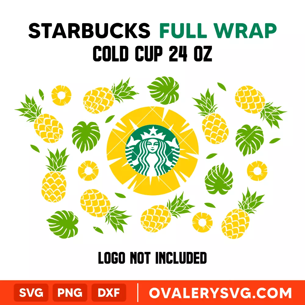 Pineapple Summer Full Wrap SVG, Starbucks SVG, Cold Cup SVG, Cricut, Silhouette SVG PNG Cut File